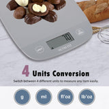 NUTRI FIT Food Scale Kitchen Scales Digital Weight Grams and Ounces for Baking Cooking, Weighing Scale Portion Control, Max 11lb 1g Increment 6 Units Smart Tare Hanging Storage, Gray NUTRI FIT