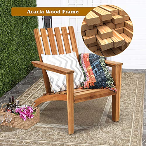Giantex Adirondack Chair Set of 2 Acacia Wood Outdoor Chairs, 350 lbs Weight Capacity, Weather Resistant Campfire Chairs for Lawn Seating, Garden, Poolside, Balcony, Patio Adirondack Lounger Giantex