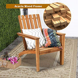 Giantex Adirondack Chair Set of 2 Acacia Wood Outdoor Chairs, 350 lbs Weight Capacity, Weather Resistant Campfire Chairs for Lawn Seating, Garden, Poolside, Balcony, Patio Adirondack Lounger Giantex