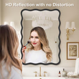 PROHOMEWARE 24 * 36" Black Bathroom Mirror for Wall,Wavy Rectangular Mirror,Vanity Mirror,Bathroom Mirrors for Wall-Mounted Metal Frame Mirror for Bedroom Entryway Living Room Farmhouse (Black) PROHOMEWARE