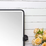 Farmhouse Pivot Rectangle Bathroom Mirror Black Metal Framed Tilting Beveled Vanity Mirrors for Wall 20x30'' TEHOME