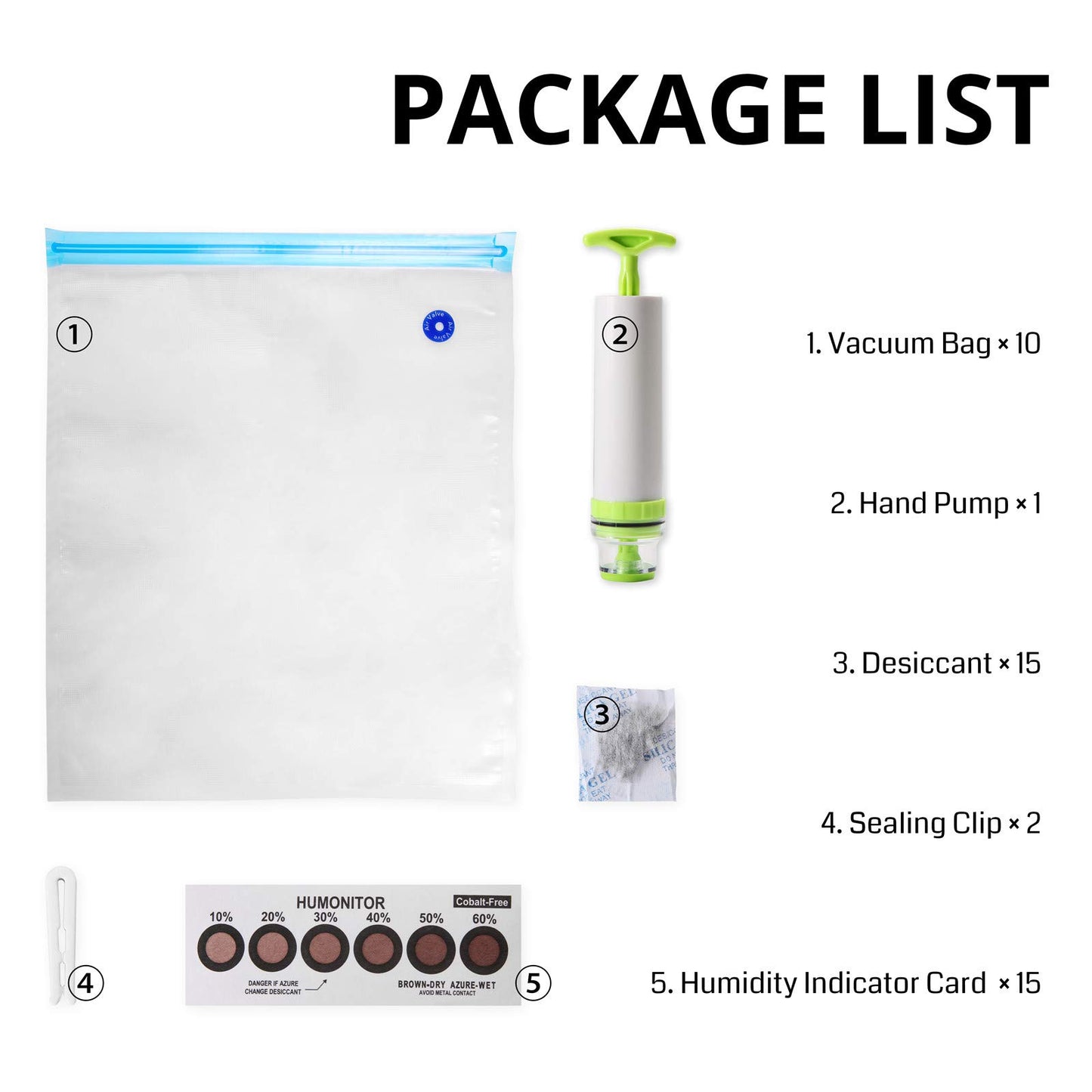 eVacuum 3D Printer Filament Storage Kit Filament Vacuum Bags Vacuum Compression Storage Bags, Prevent and Monitor Moisture - 10 Bags with 15 Desiccants, 15 Humidity Indicator Cards and 1 Hand - WoodArtSupply