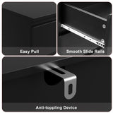 FOTOSOK Black Dresser, 6 Drawer Dresser, Modern Tall Black Storage Chest of Drawers Wood Dresser with Metal Sliding Rail, Handleless Drawer Cabinet for Home & Office FOTOSOK