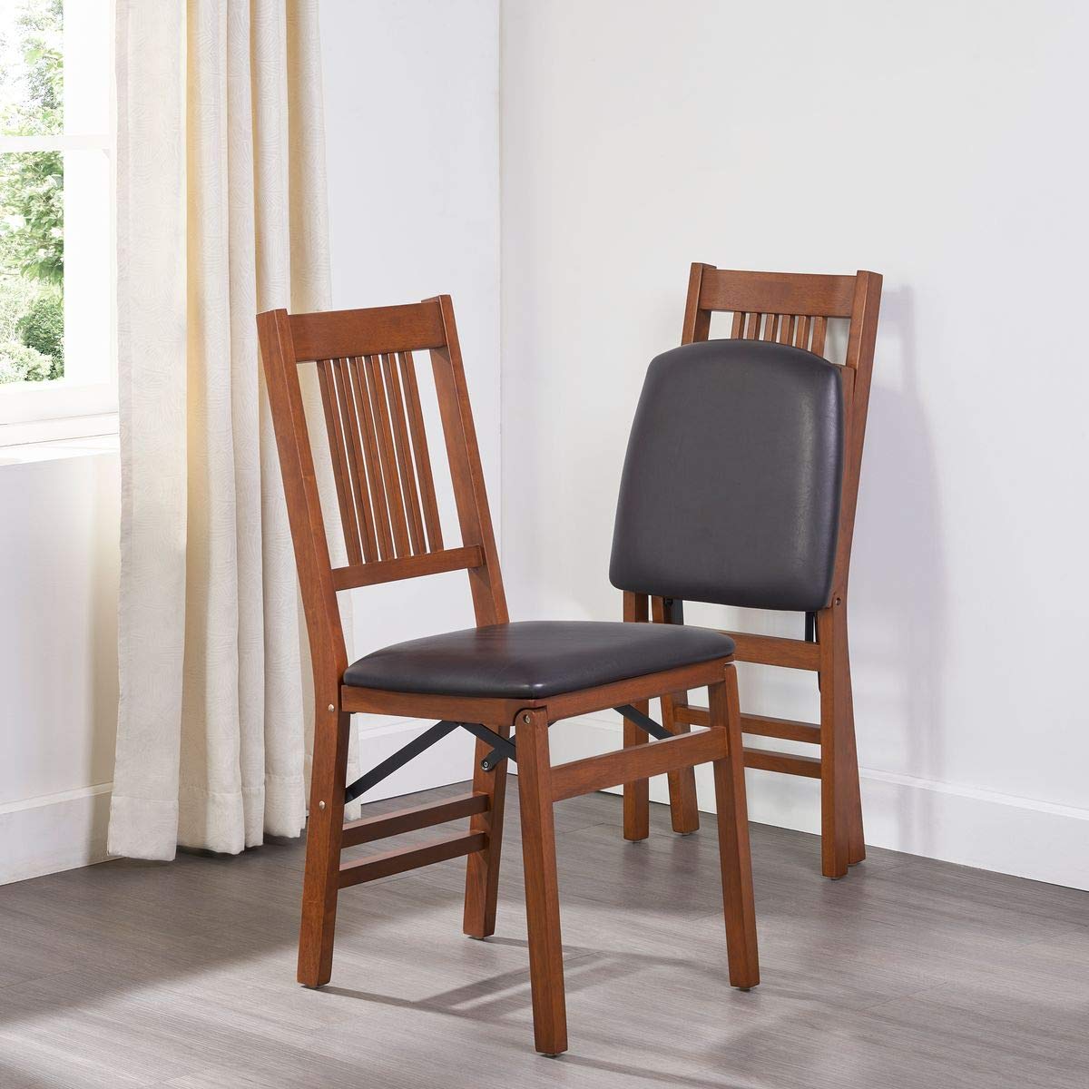Meco STAKMORE True Mission Folding Chair Fruitwood Finish, Set of 2 MECO