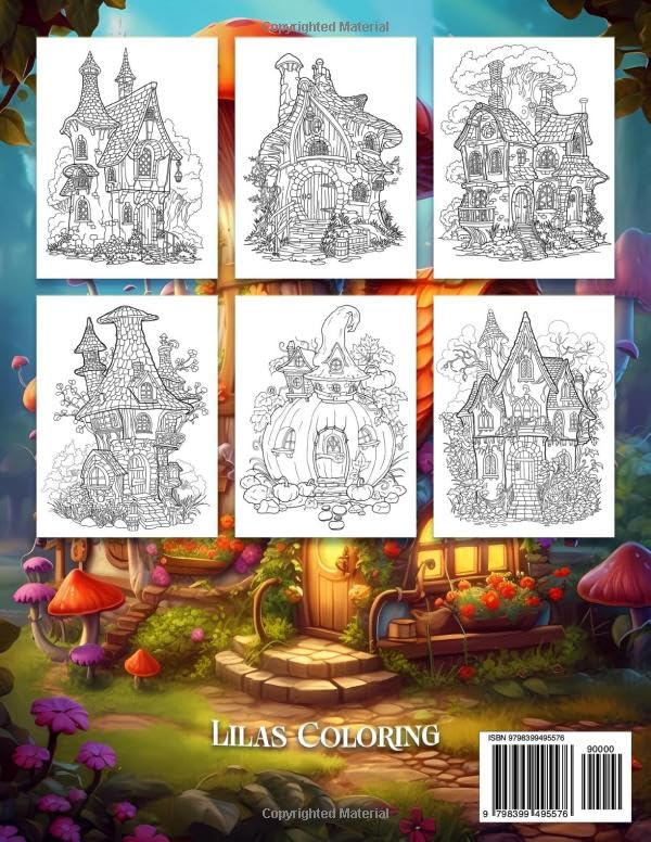 Mystical Fairy Homes Fantasy Coloring Book for Adults: Whimsical Fairytale Architecture Coloring for Relaxation and Stress Relief WoodArtSupply