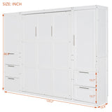 Harper & Bright Designs Queen Size Murphy Bed with Closet, Wall Bed with Drawers and Shelves, White Harper & Bright Designs