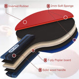 Glymnis Ping Pong Paddles Set of 4 Table Tennis Rackets with 8 Balls, Storage Case for Indoor Outdoor Table Tennis Paddle Game Accessories Glymnis