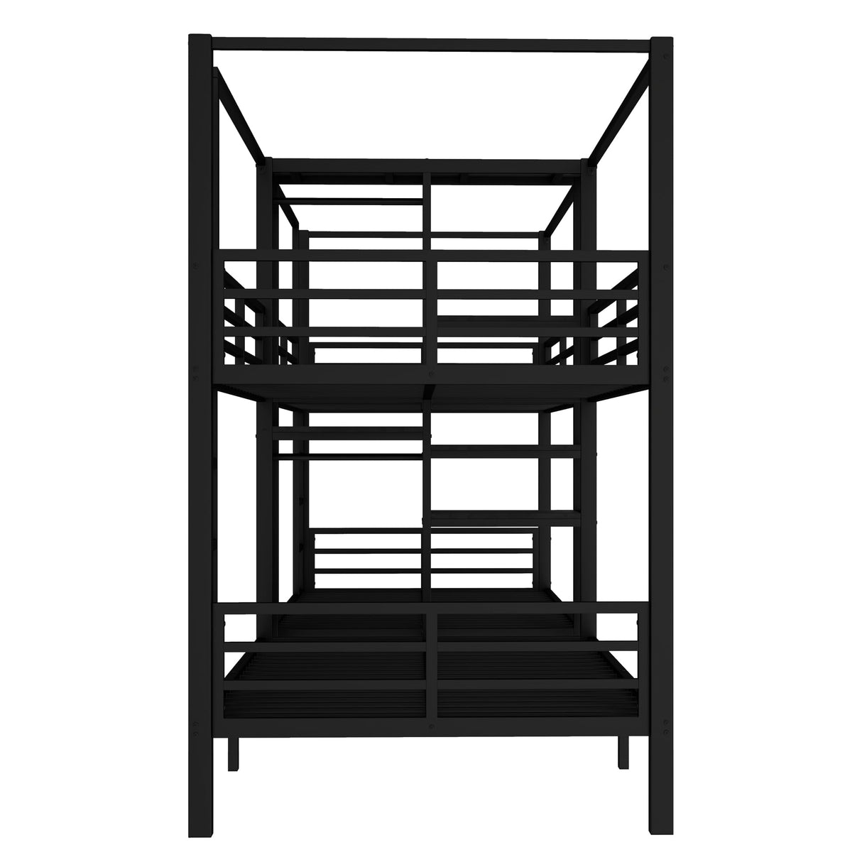 LUMISOL Quad Bunk Bed, Twin Size Bunk Bed for 4 with Built-in Storage Shelves & Wardrobe, Noise Reduced, Black LUMISOL
