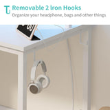 Lufeiya White Computer Desk with LED Lights and Power Outlets, 40 Inch Home Office Desks with Monitor Stand, Teen Writing Study Table Gaming Desk with Charging Station, White Lufeiya