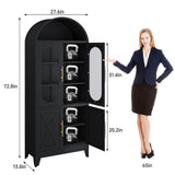 erosoei 73" H Metal Tall Arched Kitchen Pantry Cabinet, Modern Farmhouse China Storage Cabinets with Glass Door and Adjustable Shelves, Versatile Cupboard for Kitchen, Dining Room, Bathroom (Black) erosoei