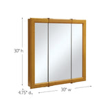 Design House 30 Inch Claremont Bathroom Medicine Cabinet, Wall Mounted, Mirror, Oak, 545301-HOK Design House