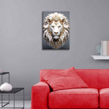 White Lion Canvas Wall Art Wild Animal Portraits Avatar Pictures Painting Decor Modern Large Gold Diamond Beast Posters Prints for Dining Living Room Bedroom Home Decoration Cremooy
