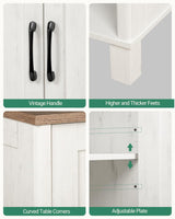 Hzuaneri Freestanding Bathroom Storage Cabinet with Adjustable Shelves and Open Compartments in White Brown Hzuaneri