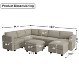 Belffin Modular Sectional Sofa with Storage Seat Oversized U Shaped Couch with Reversible Chaise Sofa Set with Ottoman Velvet Grey Belffin