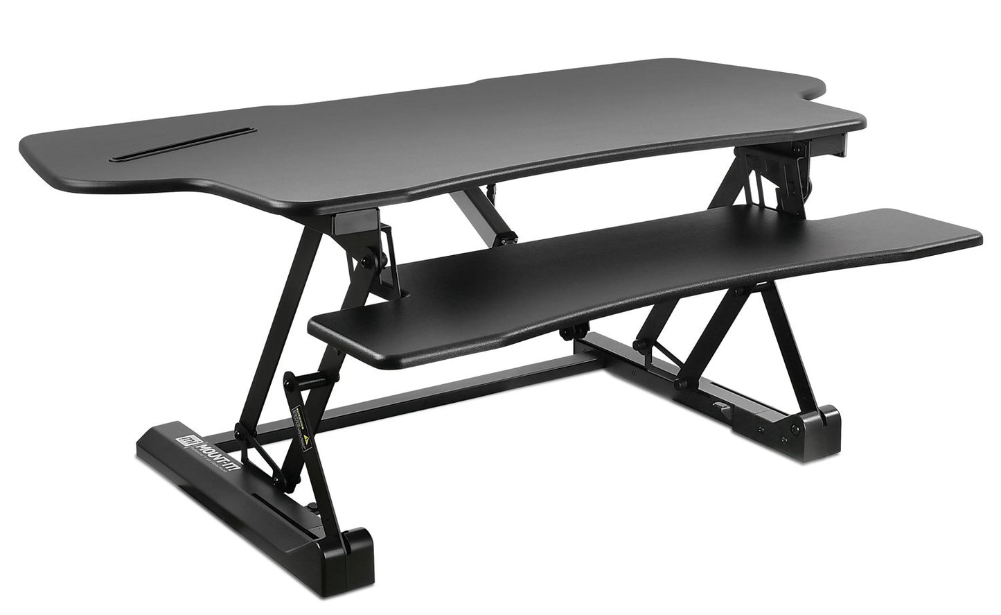 Mount-It! Adjustable Height Standing Desk Converter, Extra Large 48” Wide Tabletop for Dual Monitors, Stand Up Desk Riser to 19.25" Tall - Electric Raising Desk Convertor in Black - WoodArtSupply