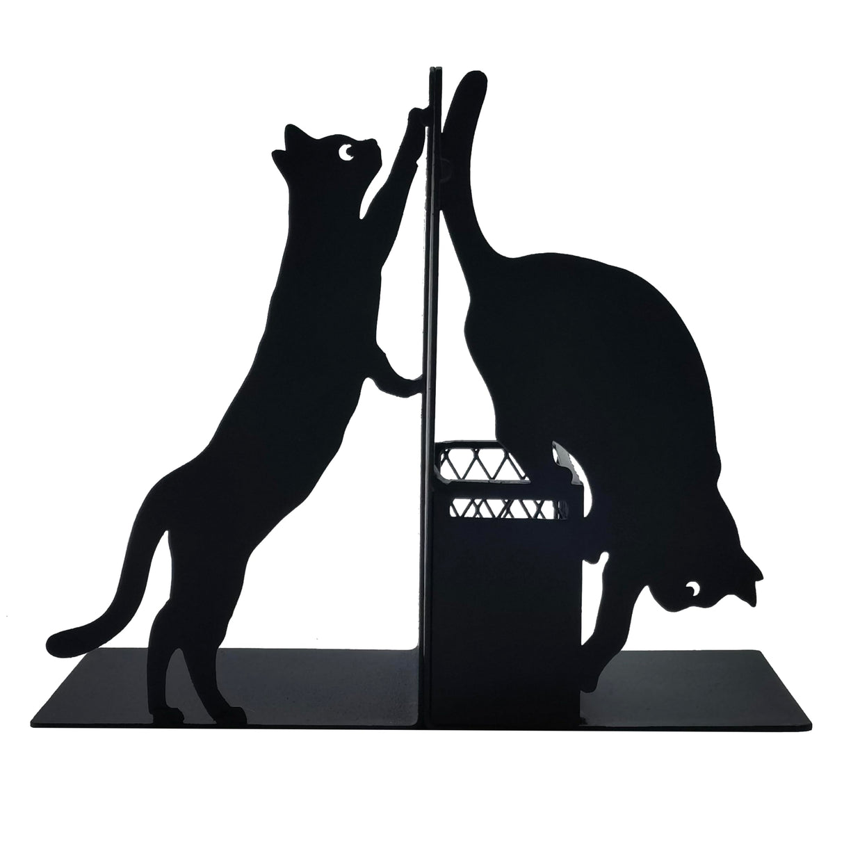 Gift for Dad, Cat Book Ends for Shelves, Decorative Book Ends with Pen Holder, Fun Unique Bookends, Cool Black Cat Bookends, Home Office Desk Bookshelf Decor, for Dad and Lover ENCIMART