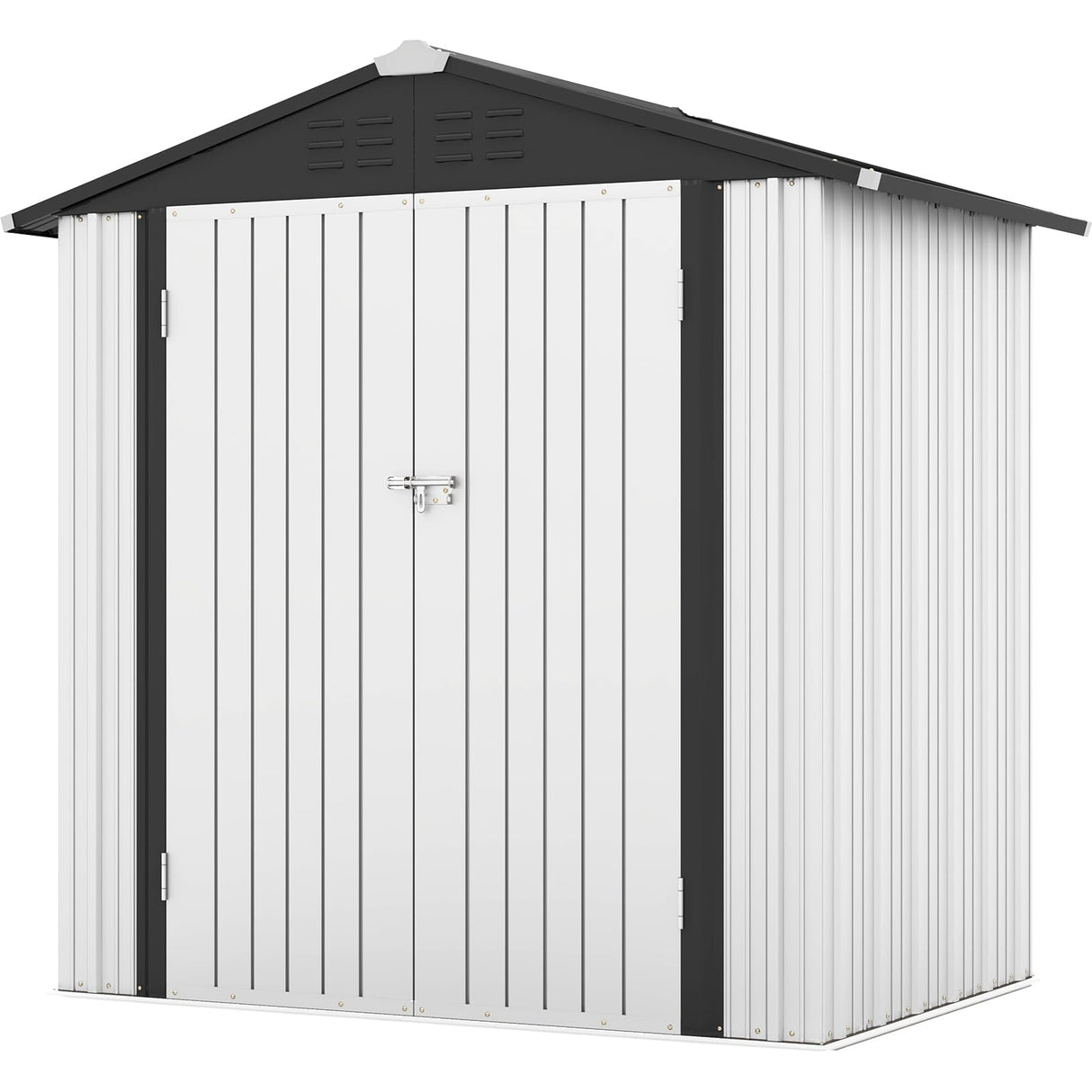 Patiowell 6x4 FT Outdoor Storage Shed, Garden Tool Storage Shed with Sloping Roof and Double Lockable Door, Outdoor Shed for Garden Backyard Patio Lawn,White Patiowell