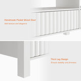 WAMPAT Large TV Stand for 95 Inch TV, White Entertainment Center for 80-100 Inch TV with LED Light & Cubby, White Television Stands with Faux Marble Tabletop for Living Room Bedroom Office WAMPAT