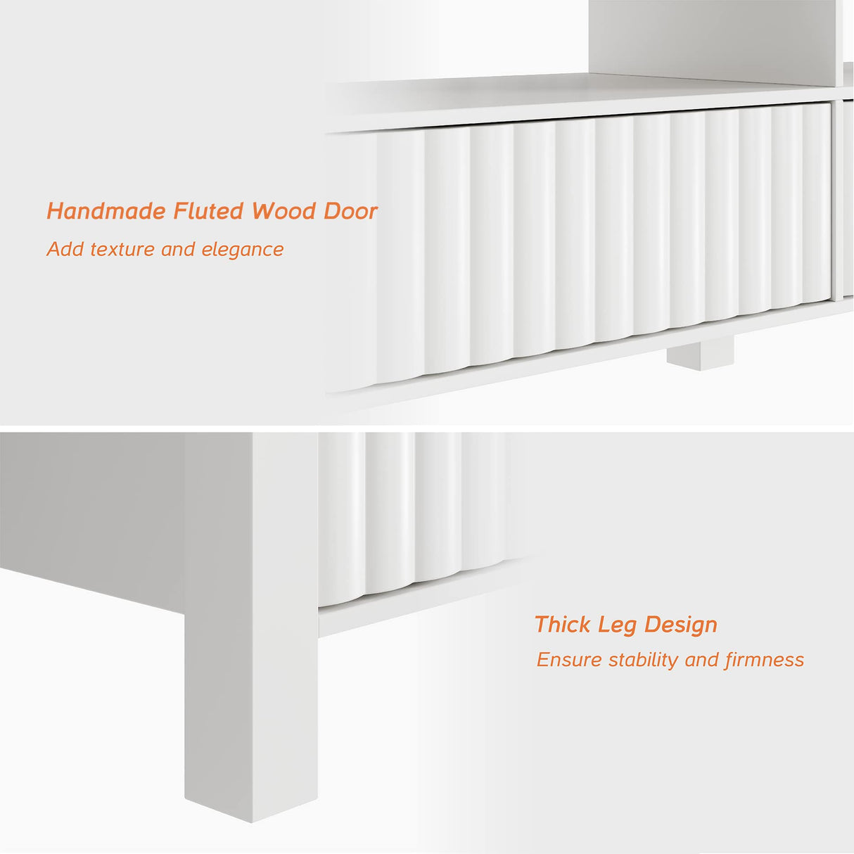 WAMPAT White TV Stand with Storage for 75 Inch TV with Blue LED Light, Modern TV Console Table for 65+ Inch TV, Entertainment Center Television Stands for Living Room Bedroom, 70 Inch WAMPAT