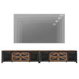 WAMPAT Farmhouse TV Stand for 100 Inch TV with Sliding Barn Door, Set of Two Modern Wood Entertainment Center with Storage Cabinets, Media Console Table for Living Room Bedroom，Dark Walnut and Black WAMPAT