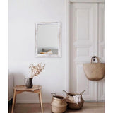 AAZZKANG Mirrors for Wall Rustic Wood Framed Mirror Decorative Farmhouse Bedroom Bathroom Hanging Mirror Wall Decor Rectangle White AAZZKANG