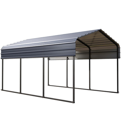 Sophia & William Carport Car Port Metal Canopy 10x15 ft Heavy Duty for Snow, Portable Garage Kit Shed Tent Shelter Metal Frame All Weather Outdoor for Boat with Anti-Leak Seam Taped, Dark Grey Sophia & William