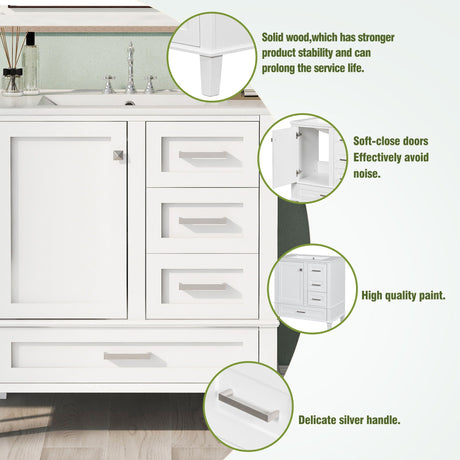 Bathroom Vanity, Modern Bathroom Cabinet With Sink Combo Set, Bathroom Storage Cabinet With A Soft Closing Door And 3 Drawers, Solid Wood Frame HouseOfZazla