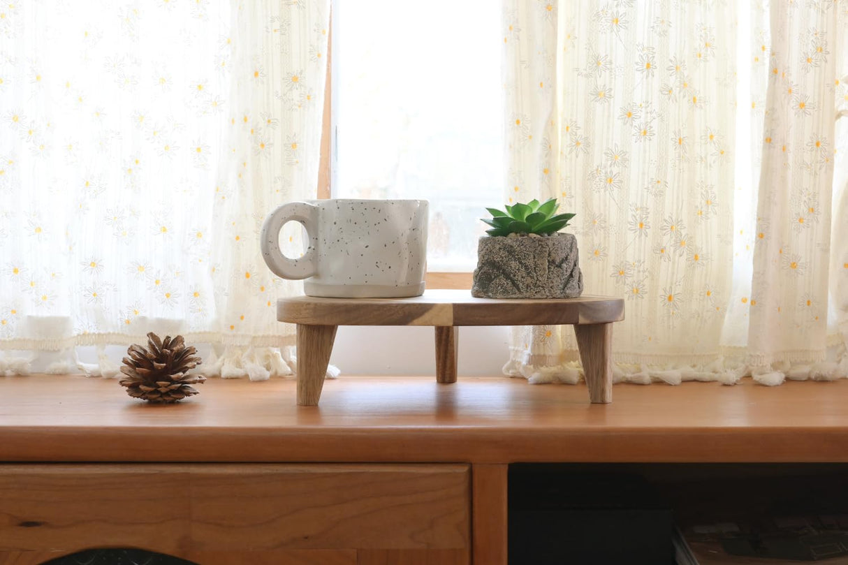 RiLiKar Wood Corner Pedestal Stand Triangle Decorative Farmhouse Wood Riser for Display Wooden Stand Soap Tray Candle Plant Holder Kitchen Bathroom Coffee Bar Counter Organizer RiLiKar