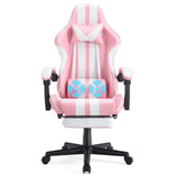 Ferghana Gaming Chairs with Footrest,Computer Game Chair,Massage Gaming Chairs,Christmas,Xmas Gift,PC Gaming Chairs for Adults Teens for Gaming Live Streaming Room(Pink,Racing Version) Ferghana