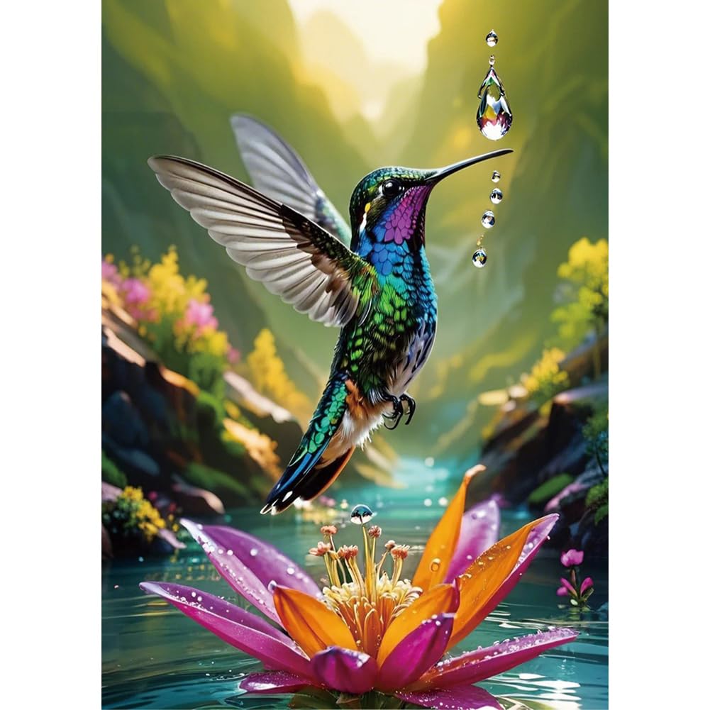 DIADAY 5D Diamond Painting Kits Hummingbird, Bird Diamond Art Kits for Adults Beginners, Full Drill Round Gem Dots Art DIY Craft Home Wall Decor Gift 12 x 12 Inches DIADAY