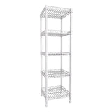 GIOTORENT 5 Tier Standing Shelving Metal Units, Adjustable Height Wire Shelf Display Rack for Laundry Bathroom Kitchen 11.8 W x 11.8 D x 50 H (5-Tier, White) GIOTORENT