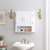 UTEX Bathroom Cabinet Wall Mounted, Wood Hanging Cabinet, Wall Cabinets with Doors and Shelves Over The Toilet for Bathroom,White UTEX