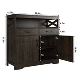 HOSTACK Modern Farmhouse Buffet Sideboard, Kitchen Storage Cabinet with Shelves and Doors, Wood Buffet Cabinet with Drawers, Coffee Bar, Floor Cabinet Cupboard for Living Room, Dark Brown HOSTACK