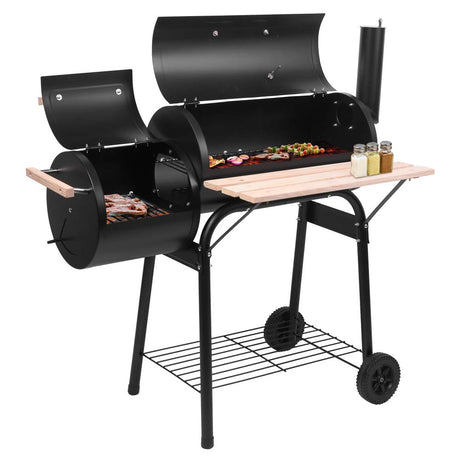 Outvita BBQ Charcoal Grill, Outdoor Patio Barbecue Cooker with Offset Smoker, Wheels and Tray for Balcony Picnics, Party and Camping Outvita