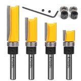 MNA Top Bearing Flush Trimer Bit 4 Pcs Set, Pattern Flush Trim Router Bit Set, 1/4 Inch Shank. Great for Edging, Veneer, or Laminate MNA