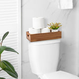 ALELION Acacia Wood Bathroom Storage Basket for Organizing - Toilet Paper Basket with Handle for Back of Toilet Tank Top Topper - Small Narrow Baskets for Kitchen Pantry Garage Laundry Room Storage ALELION