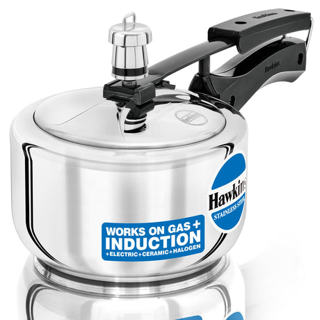 Hawkins 1.5 Litre Pressure Cooker, Stainless Steel Inner Lid Cooker, Induction Cooker, Small Cooker, Silver (HSS15) HAWKINS