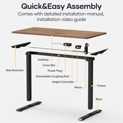 Crenova Electric Standing Desk,Height Adjustable Computer Home Office Stand Up Desk,48 x 24 Inches Whole-Piece Sit Stand Studying Gaming Table(Vintage Brown) - WoodArtSupply