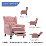 Artechworks Velvet Tufted Push Back Arm Accent Chair Recliner Single Reclining for Adjustable Club Chair Home Padded Seating Living Room Lounge Modern Sofa,Pink Artechworks