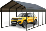 10x20 FT Metal Carport Heavy Duty with Galvanized Steel Roof & Frame, All-Weather Portable Car Garage Canopy Shelter for Cars, Safe Boat Cover Car Ports for Yard Poborin