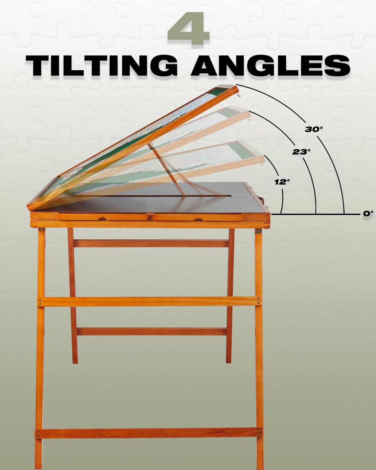 1500 Piece Wooden Jigsaw Puzzle Table with Drawers and Cover, Adjustable Puzzle Board with Foldable Legs, Portable Tilted Puzzle Easel for Adults, Velvet-Lined Tabletop and Drawers, Heavy Duty XIJ