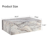 Coffee Table Living Room Table - Modern Faux Marble Design with Wood Accents in Grey BAOPIN