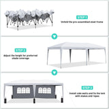 GDY 10x20 ft Instant Pop up Canopy, Party Tent Folding Heavy Duty Gazebos with Removable Sidewalls and Wheeled Bag. GDY