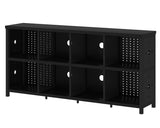 LVB Black Horizontal Bookshelf, Modern Cube Storage Organizer Bookcase, Industrial Wide Long Wood Metal Book Shelf, Farmhouse Low Large Cube Shelf for Office Home Bedroom Living Room, Black Oak, 63 In LVB
