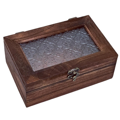 Amedoo Vintage Wooden Storage Box with Glass Lid, Keepsake Box Small Decorative Storage Box for Jewelry, Trinket, Gift and Home Decorations (Small) Amedoo