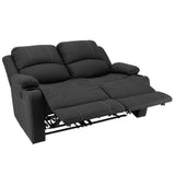 Camper Comfort 58" Wall Hugger Reclining RV Theater Seats | Double Recliner RV Sofa | RV Couch | Wall Hugger Recliner | RV Theater Seating | RV Furniture (Manual, Black w/White Stiching) Camper Comfort