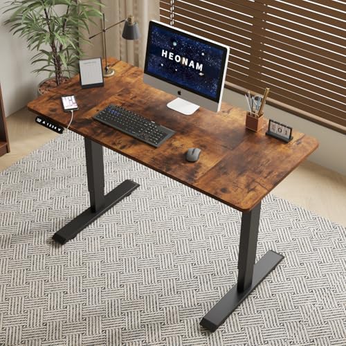 HEONAM 48 Inch Electric Standing Desk with USB Charging Port, Height Adjustable Sit Stand Desk with Memory Presets, Spacious Desktop and Sturdy Metal Frame for Home Office HEONAM