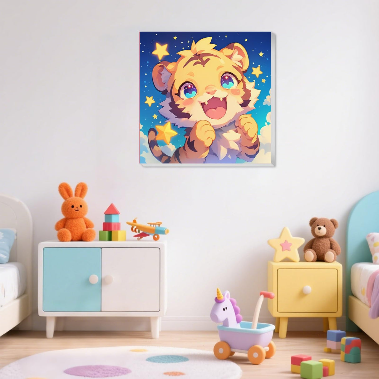 XTCIXAL Paint by Numbers Kit for Kids with Frame, Tiger Paint by Number Kids Age 5-8-12, Paint by Number with Frame for Gifts and Home Decor 8X8 Inch XTCIXAL