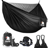 Covacure Camping Hammock - Lightweight Double Hammock, Hold Up to 772lbs, Portable Hammocks for Indoor, Outdoor, Hiking, Camping, Backpacking, Travel, Backyard, Beach(Black) covacure