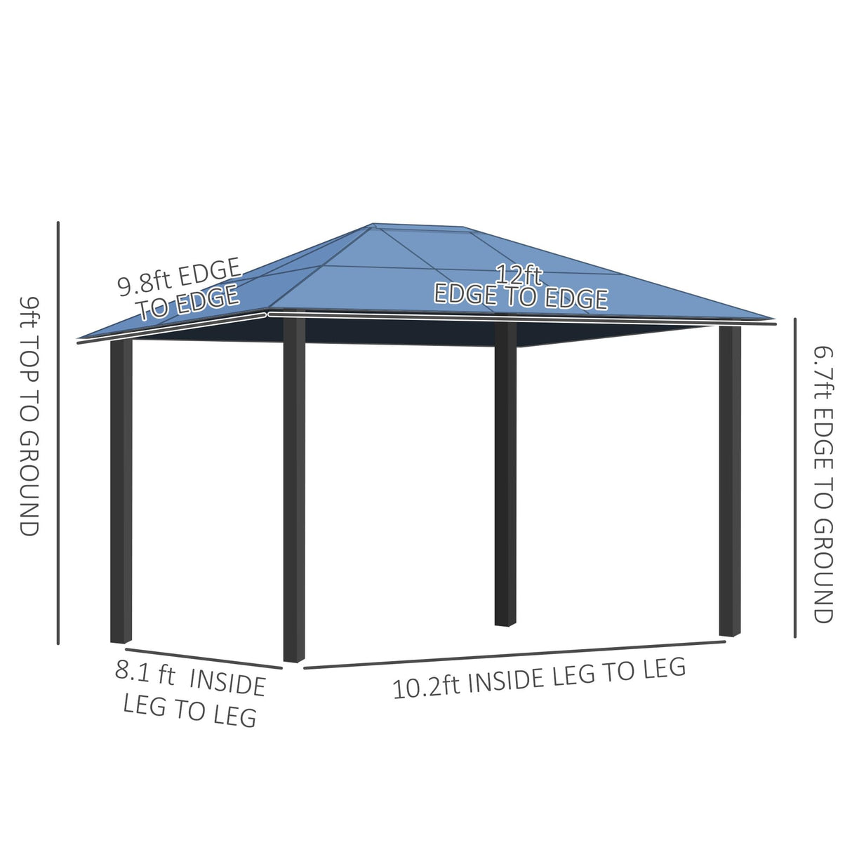 Outsunny 10' x 12' Hardtop Gazebo Canopy with Polycarbonate Roof, Aluminum Frame, Permanent Pavilion Outdoor Gazebo with Netting, for Patio, Garden, Backyard, Deck, Lawn, Off-White Outsunny